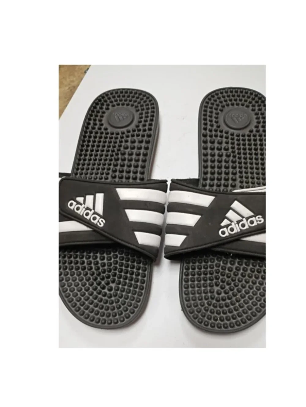 Adidas Men's Adissage TND Adjustable Massage Slide Sandals - Black/White
